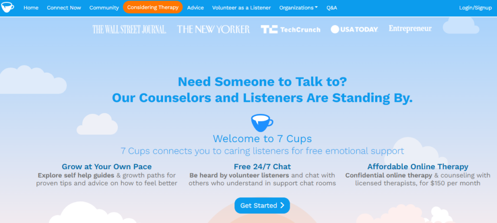 7cups - peer supprt network from other freelancers worldwide
