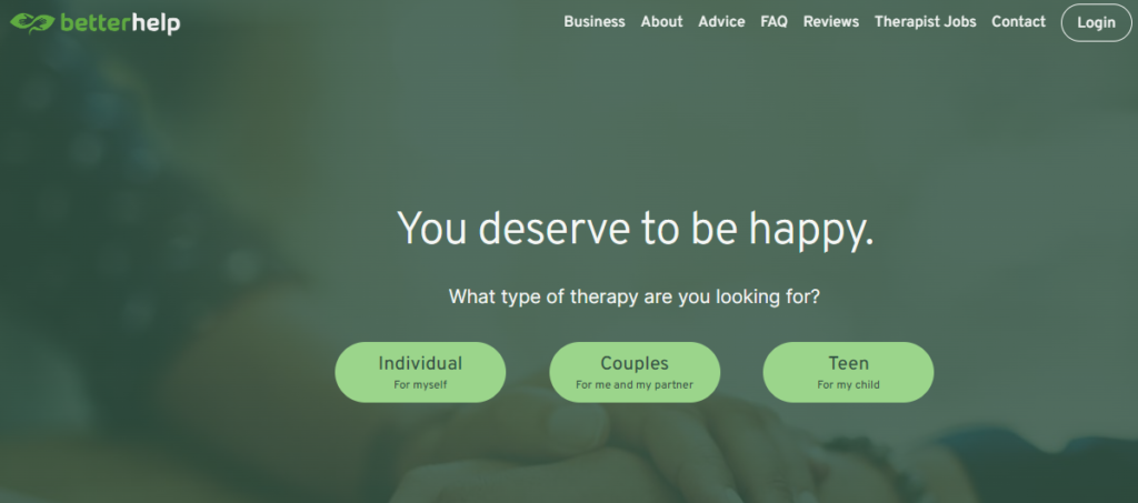 better help - live sessions with therapist and messaging option as well
