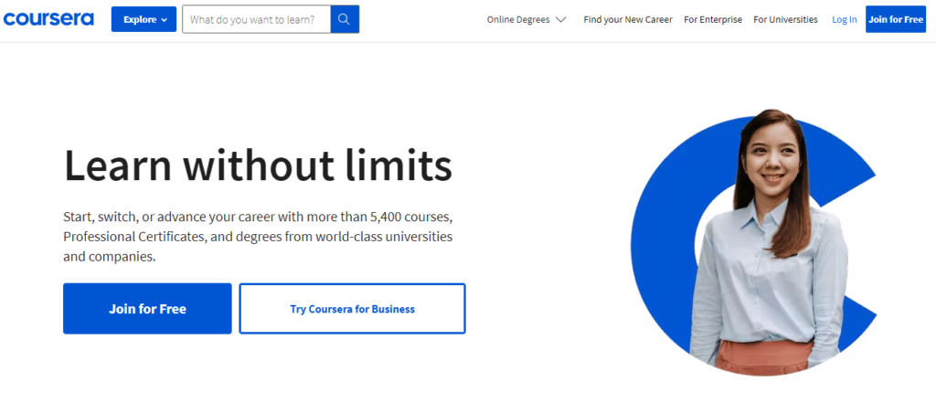 coursera - platform for learning online courses
