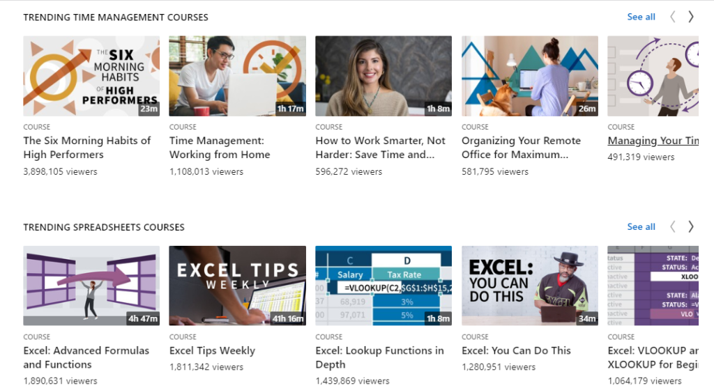 trending management courses you can sign up for using Linkedin Learning